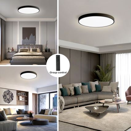 Brilagi - Plafoniera LED dimmerabile POOL SMART LED/100W/230V 3000-6000K Ø 80 cm Wi-Fi Tuya nera + telecomando