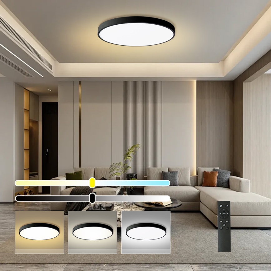 Brilagi - Plafoniera dimmerabile a LED POOL SMART LED/128W/230V 3000-6000K Ø 100 cm Wi-Fi Tuya nera + telecomando