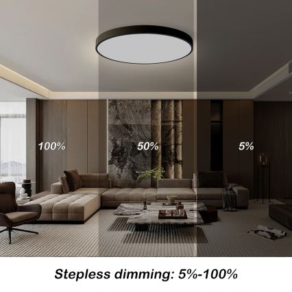 Brilagi - Plafoniera dimmerabile a LED POOL SMART LED/128W/230V 3000-6000K Ø 100 cm Wi-Fi Tuya nera + telecomando