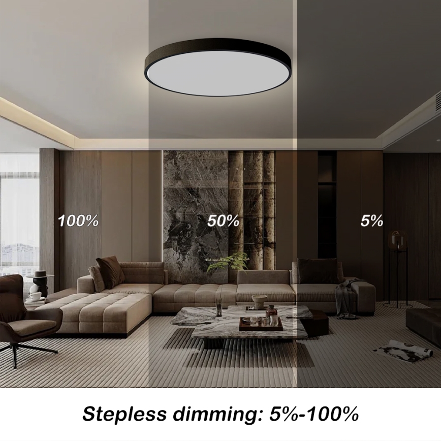 Brilagi - Plafoniera dimmerabile a LED POOL SMART LED/128W/230V 3000-6000K Ø 100 cm Wi-Fi Tuya nera + telecomando
