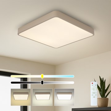 Brilagi - Plafoniera LED dimmerabile POOL SQUARE LED/48W/230V 3000-6000K 50x50 cm beige + telecomando