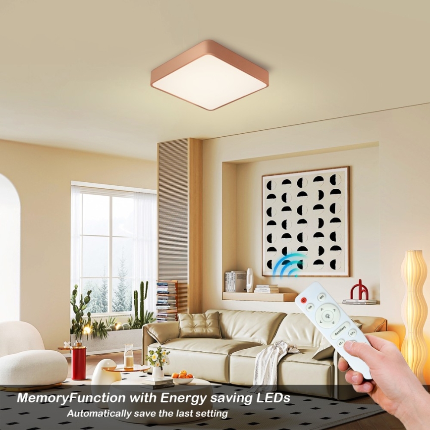 BRILAGI - Plafoniera LED dimmerabile POOL SQUARE LED/48W/230V 3000-6000K 50x50 cm bronzo + telecomando