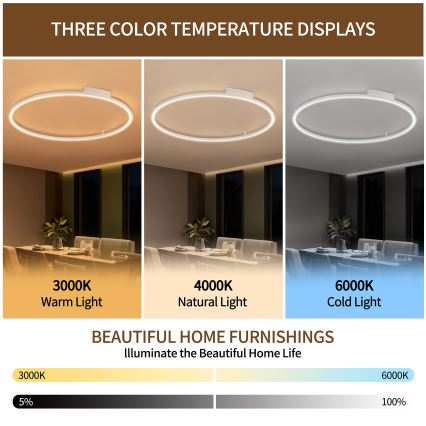 Brilagi - Plafoniera dimmerabile a LED PORTOFINO LED/85W/230V 3000-6000K Ø 120 cm bianco + telecomando