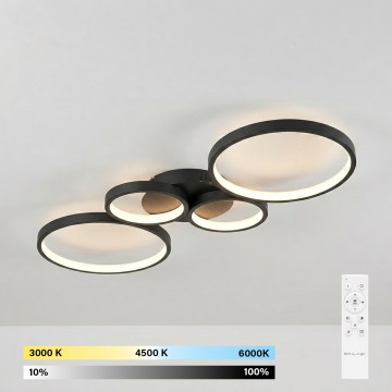 Brilagi - Plafoniera LED dimmerabile RINGO LED/34W/230V 3000-6000K 28x78 cm nera + telecomando