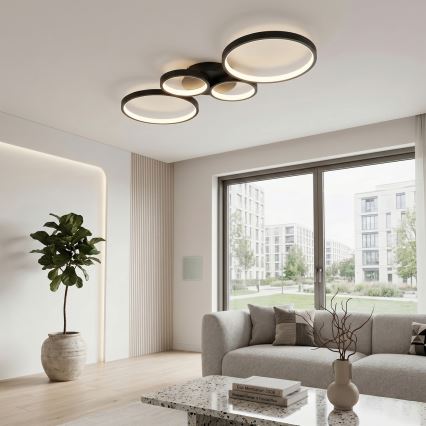 Brilagi - Plafoniera LED dimmerabile RINGO LED/34W/230V 3000-6000K 28x78 cm nera + telecomando