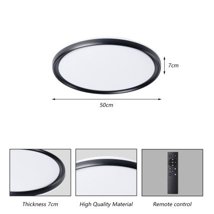 Brilagi - Plafoniera LED dimmerabile RIVO LED/72W/230V 3000-6000K nero Ø 50 cm + telecomando