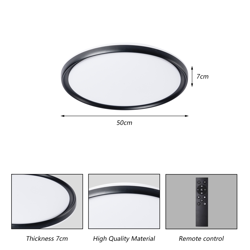 Brilagi - Plafoniera LED dimmerabile RIVO LED/72W/230V 3000-6000K nero Ø 50 cm + telecomando
