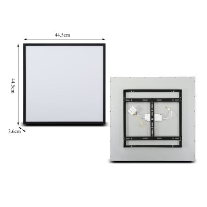 Brilagi - Plafoniera LED dimmerabile SLIMFRAME LED/36W/230V 45x45 cm 3000-6000K nera + telecomando