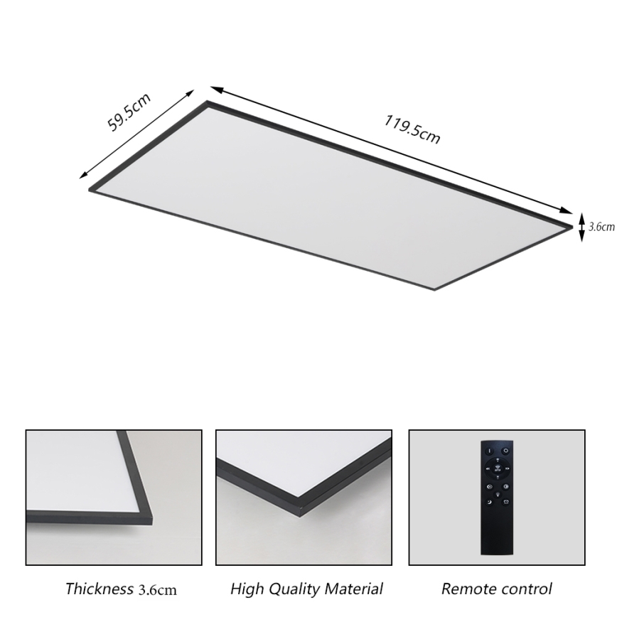 Brilagi - Plafoniera LED dimmerabile SLIMFRAME LED/80W/230V 120x60 cm 3000-6000K nera + telecomando