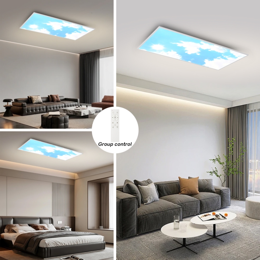 Brilagi - Plafoniera da soffitto dimmerabile LED SLIMFRAME SKY LED/80W/230V 120x60 cm 3000-6000K argento/blu + telecomando