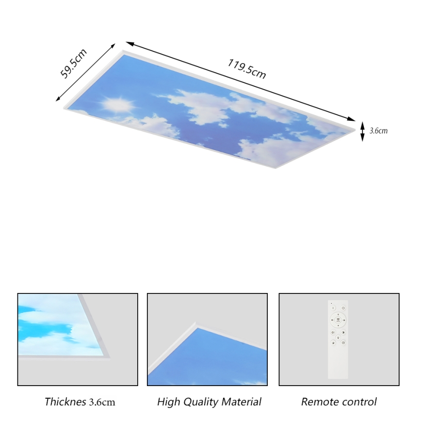 Brilagi - Plafoniera da soffitto dimmerabile LED SLIMFRAME SKY LED/80W/230V 120x60 cm 3000-6000K argento/blu + telecomando