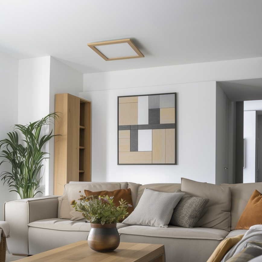 Brilagi - Plafoniera LED dimmerabile SLIMFRAME WOOD LED/36W/230V 49,5x49,5 cm 3000-6000K marrone + telecomando