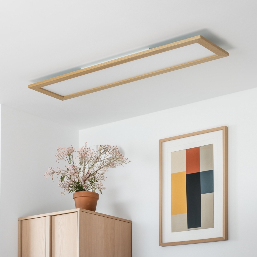 Brilagi - Plafoniera LED dimmerabile SLIMFRAME WOOD LED/58W/230V 124x34 cm 3000-6000K marrone + telecomando
