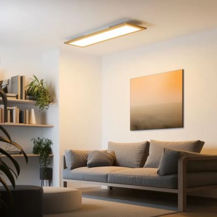 Brilagi - Plafoniera LED dimmerabile SLIMFRAME WOOD LED/58W/230V 124x34 cm 3000-6000K marrone + telecomando