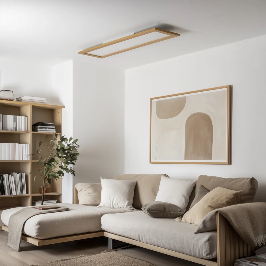 Brilagi - Plafoniera LED dimmerabile SLIMFRAME WOOD LED/58W/230V 124x34 cm 3000-6000K marrone + telecomando