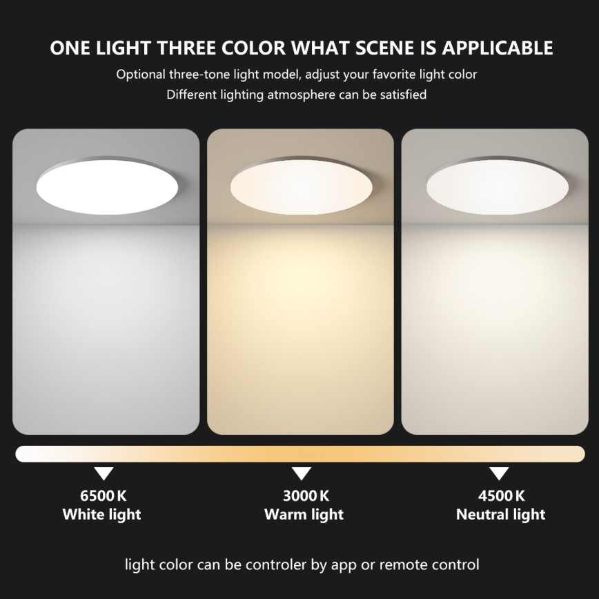 Brilagi - Lampada da soffitto LED dimmerabile SMART LED/36W/230V Ø 48 cm 3000–6000K Wi‑Fi Tuya Beacon + telecomando