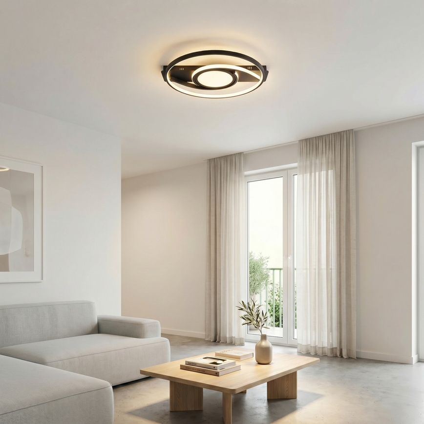 Brilagi - Plafoniera LED dimmerabile TWIRL LED/38W/230V 3000-6000K nera + telecomando