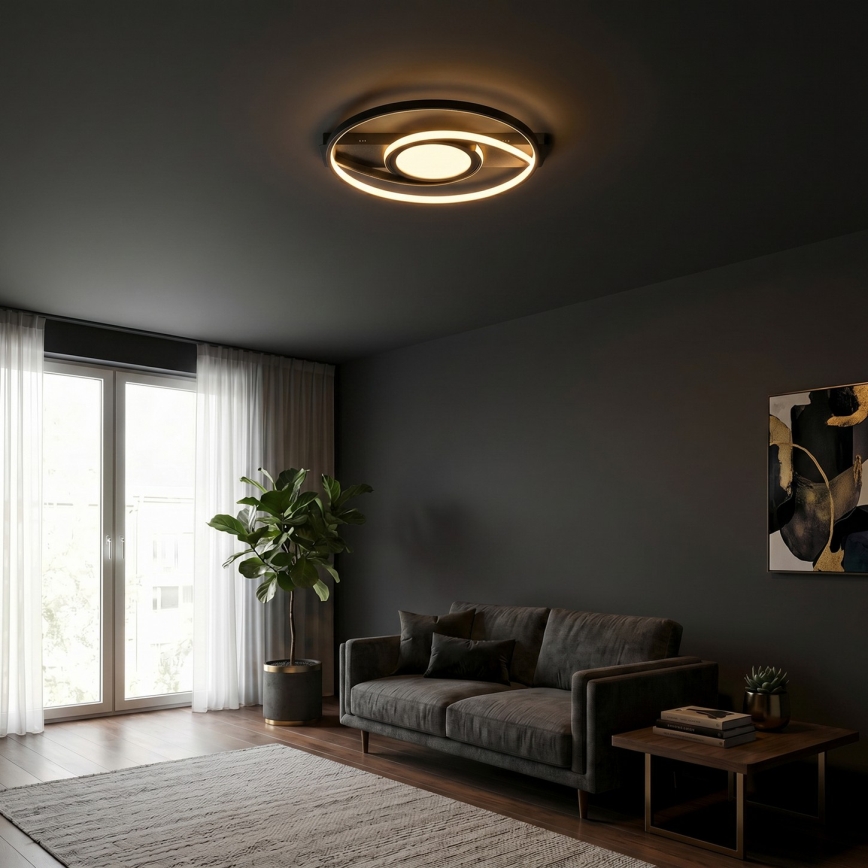 Brilagi - Plafoniera LED dimmerabile TWIRL LED/38W/230V 3000-6000K nera + telecomando