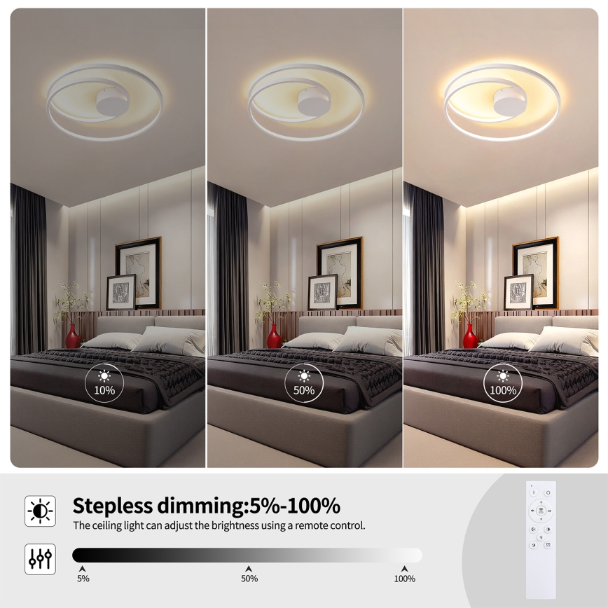 Brilagi - Lampada da soffitto dimmerabile a LED TWISTER LED/48W/230V 3000-6000K diam. 50 cm bianca + telecomando