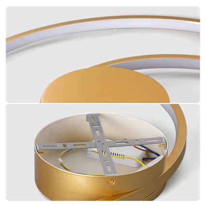 Brilagi - Plafoniera LED dimmerabile TWISTER LED/75W/230V 3000-6000K Ø 70 cm finitura oro + telecomando