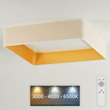 Brilagi - Plafoniera LED dimmerabile VELVET SQUARE LED/24W/230V 3000/4000/6500K + telecomando color crema