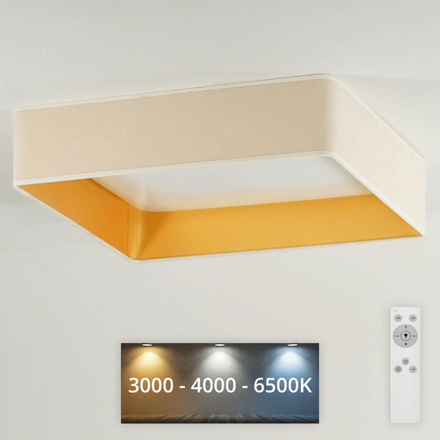 Brilagi - Plafoniera LED dimmerabile VELVET SQUARE LED/24W/230V 3000/4000/6500K + telecomando color crema