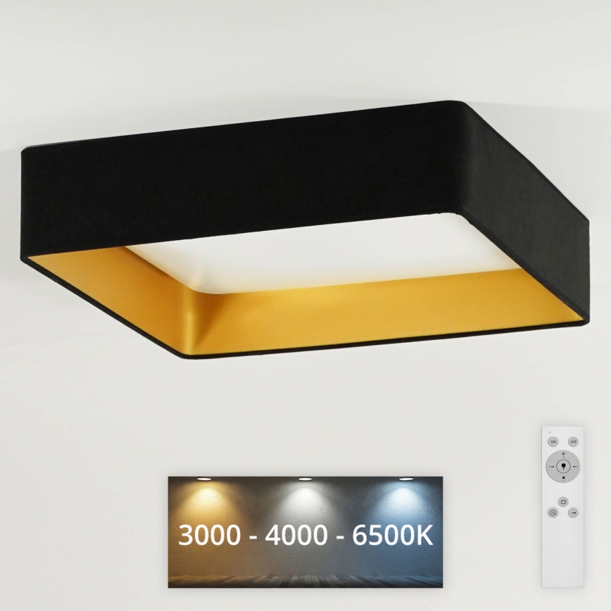 Brilagi - Plafoniera LED dimmerabile VELVET SQUARE LED/24W/230V 3000/4000/6500K + telecomando nero