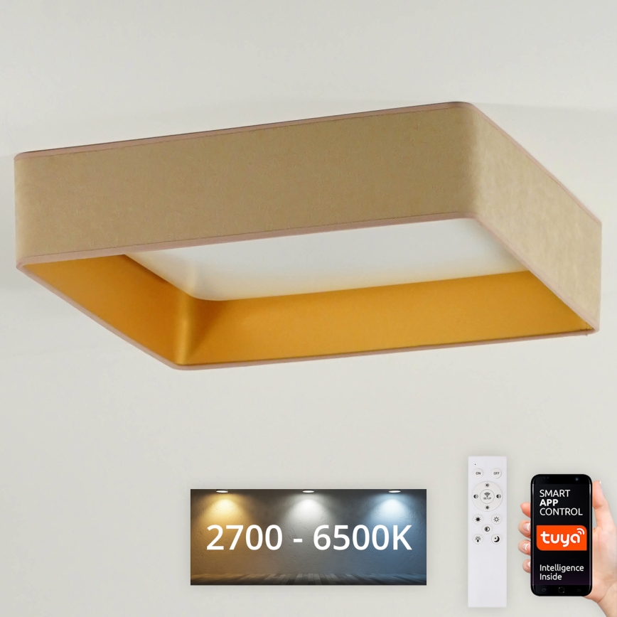 Brilagi - Plafoniera LED dimmerabile VELVET SQUARE SMART LED/36W/230V 2700-6500K Wi-Fi Tuya + telecomando beige