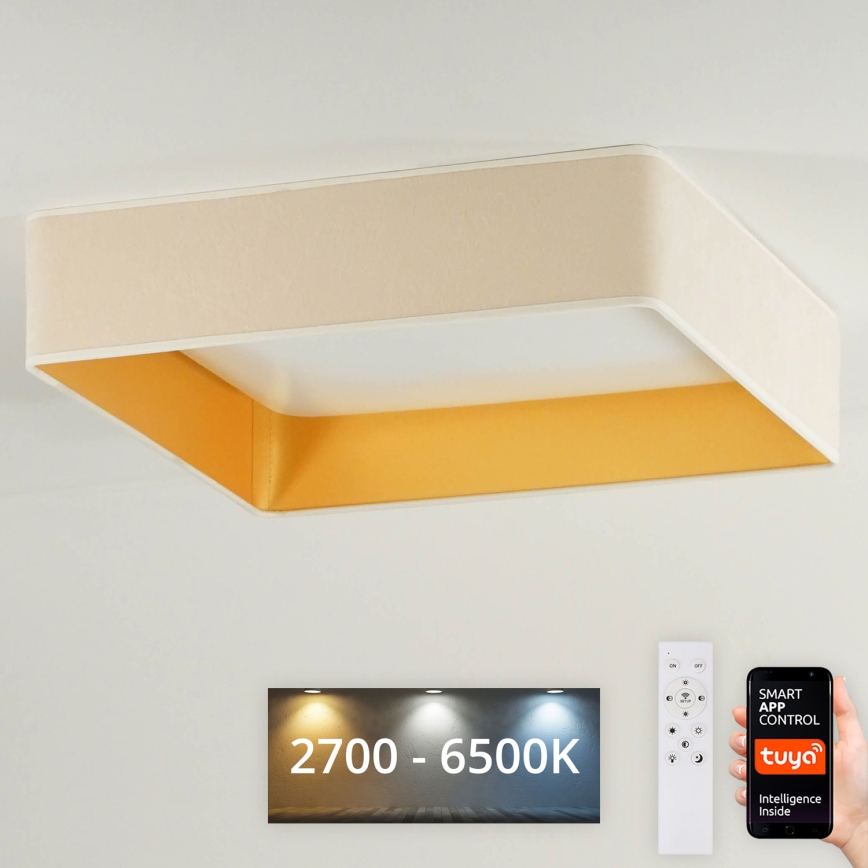 Brilagi - Plafoniera LED dimmerabile VELVET SQUARE SMART LED/36W/230V 2700-6500K Wi-Fi Tuya + telecomando color crema