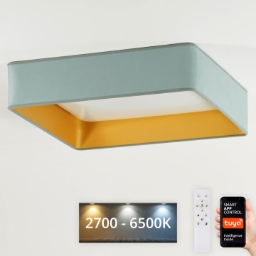 Brilagi - Plafoniera LED dimmerabile VELVET SQUARE SMART LED/36W/230V 2700-6500K Wi-Fi Tuya + telecomando menta