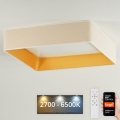 Brilagi - Plafoniera LED dimmerabile VELVET SQUARE SMART LED/36W/230V 60x60 cm 2700-6500K Wi-Fi Tuya + telecomando, colore crema
