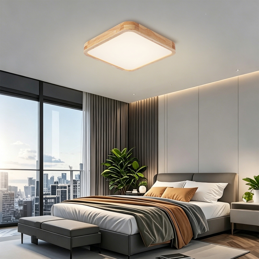 Brilagi - Plafoniera LED dimmerabile WOODLINE SQUARE LED/48W/230V 3000-6000K rovere 40x40 cm + telecomando
