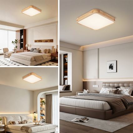 Brilagi - Plafoniera LED dimmerabile WOODLINE SQUARE LED/48W/230V 3000-6000K rovere 40x40 cm + telecomando