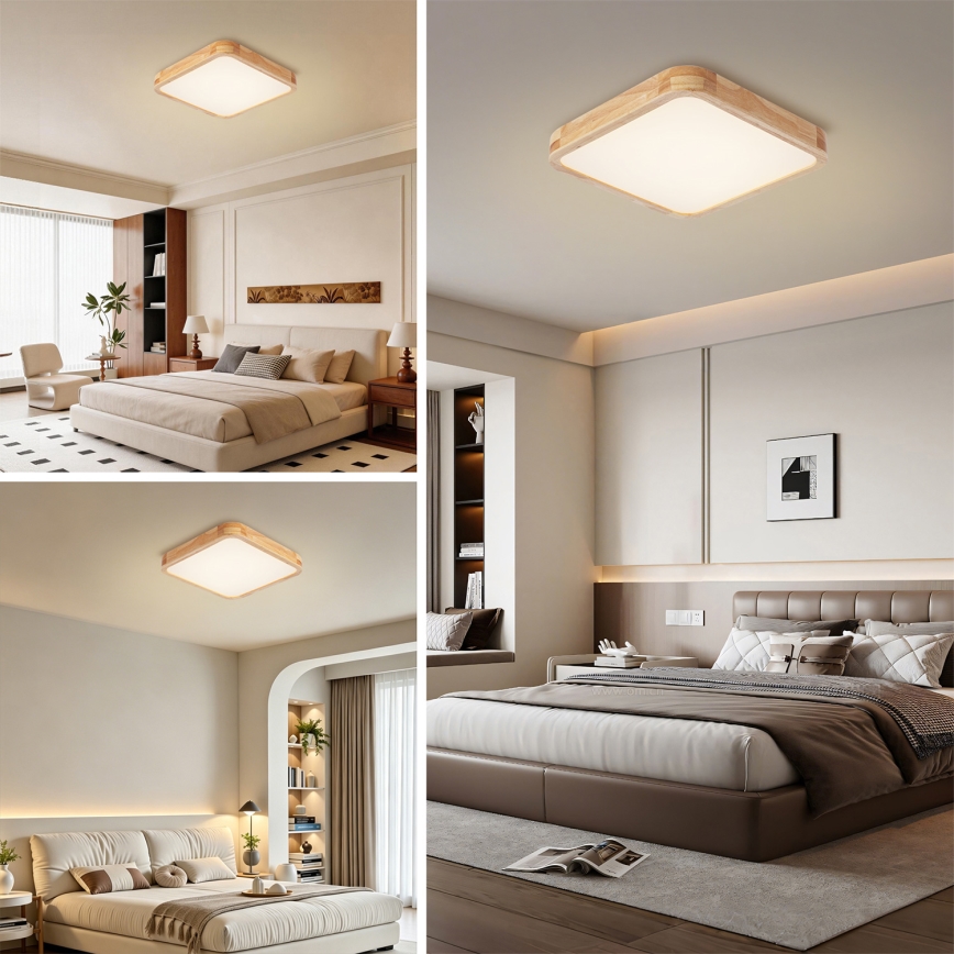 Brilagi - Plafoniera LED dimmerabile WOODLINE SQUARE LED/48W/230V 3000-6000K rovere 40x40 cm + telecomando