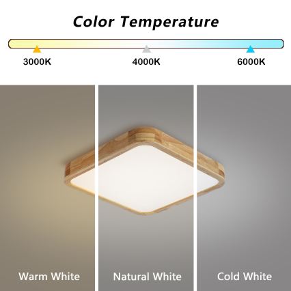 Brilagi - Plafoniera LED dimmerabile WOODLINE SQUARE LED/48W/230V 3000-6000K rovere 40x40 cm + telecomando