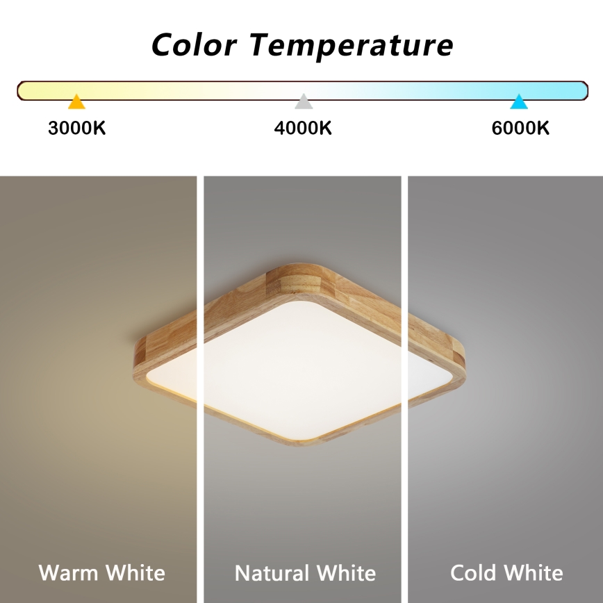 Brilagi - Plafoniera LED dimmerabile WOODLINE SQUARE LED/48W/230V 3000-6000K rovere 40x40 cm + telecomando
