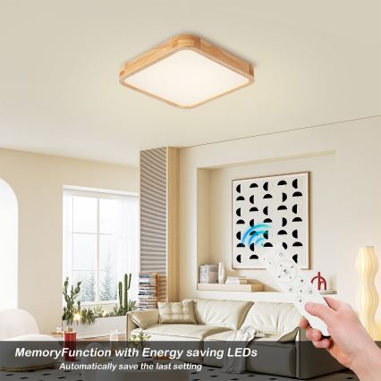 Brilagi - Plafoniera LED dimmerabile WOODLINE SQUARE LED/48W/230V 3000-6000K rovere 40x40 cm + telecomando