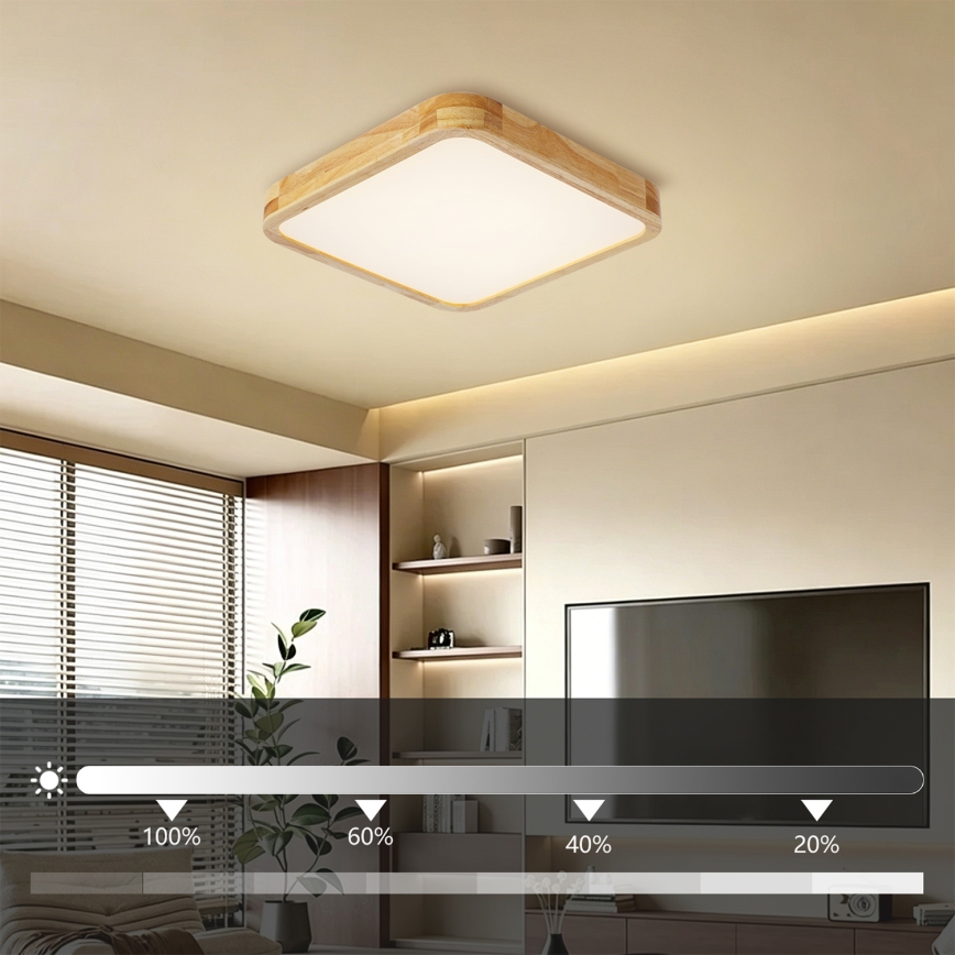 Brilagi - Plafoniera LED dimmerabile WOODLINE SQUARE LED/48W/230V 3000-6000K rovere 40x40 cm + telecomando
