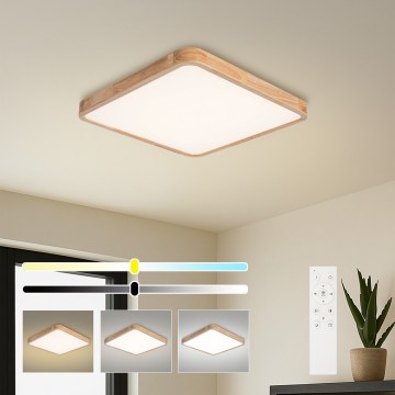 Brilagi - Plafoniera LED dimmerabile WOODLINE SQUARE LED/80W/230V 3000-6000K rovere 60x60 cm + telecomando