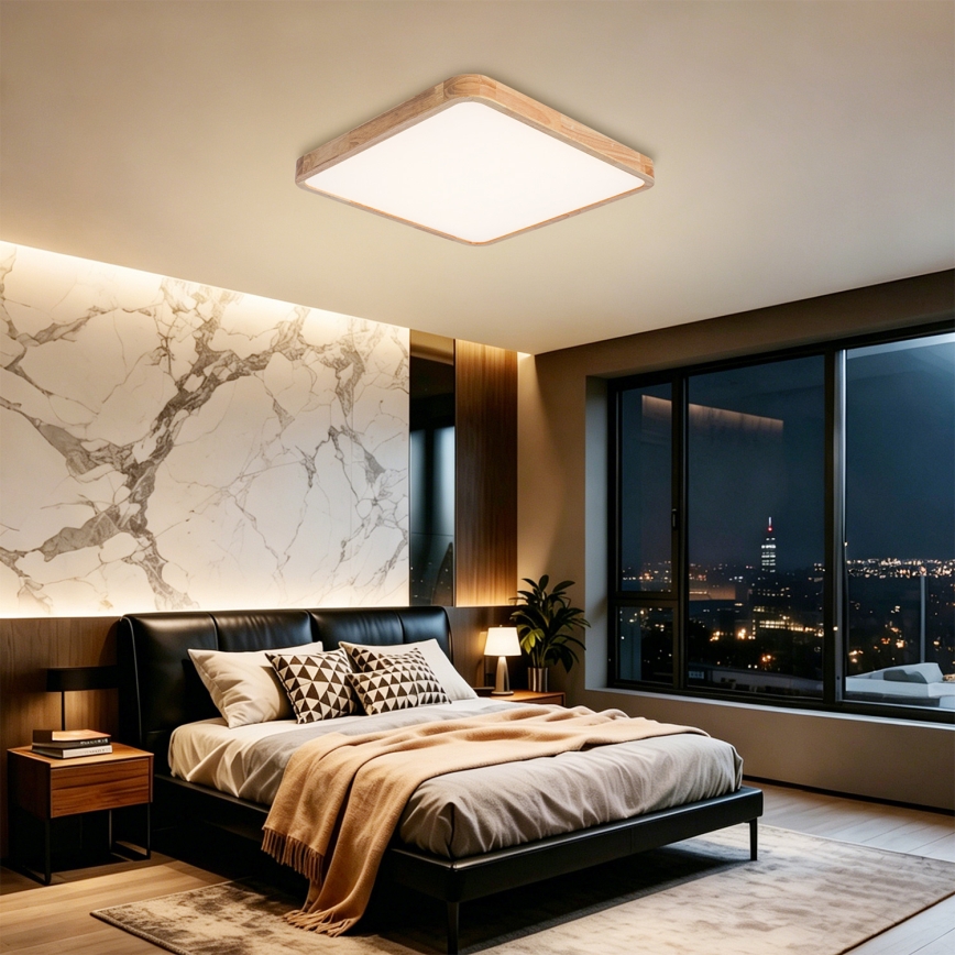 Brilagi - Plafoniera LED dimmerabile WOODLINE SQUARE LED/80W/230V 3000-6000K rovere 60x60 cm + telecomando