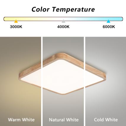 Brilagi - Plafoniera LED dimmerabile WOODLINE SQUARE LED/80W/230V 3000-6000K rovere 60x60 cm + telecomando