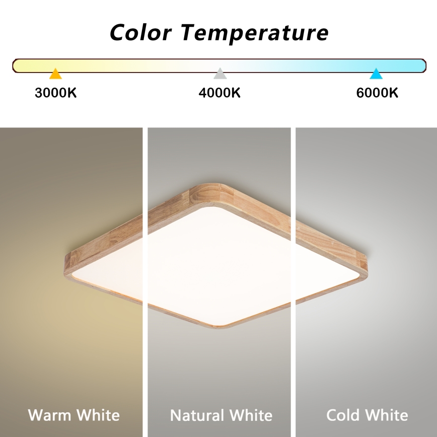 Brilagi - Plafoniera LED dimmerabile WOODLINE SQUARE LED/80W/230V 3000-6000K rovere 60x60 cm + telecomando