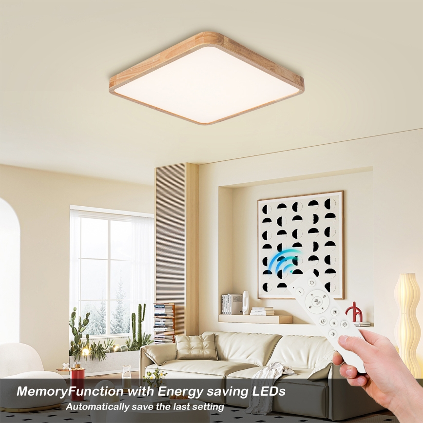 Brilagi - Plafoniera LED dimmerabile WOODLINE SQUARE LED/80W/230V 3000-6000K rovere 60x60 cm + telecomando