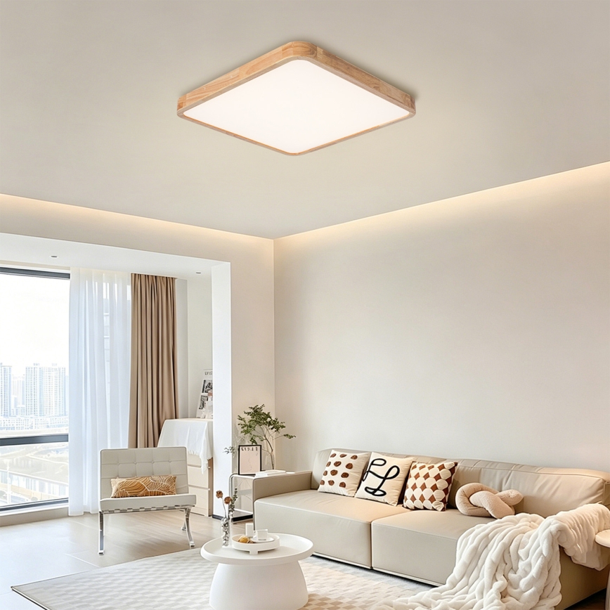 Brilagi - Plafoniera LED dimmerabile WOODLINE SQUARE LED/80W/230V 3000-6000K rovere 60x60 cm + telecomando