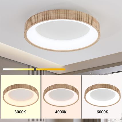 Brilagi - Plafoniera LED FALCON WOOD MODERN LED/40W/230V 3000/4000/6000K Ø 60 cm in legno