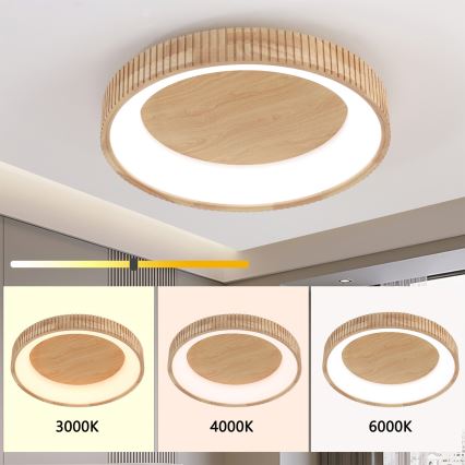 Brilagi - Plafoniera LED FALCON WOOD MODERN LED/40W/230V 3000/4000/6000K Ø 60 cm legno