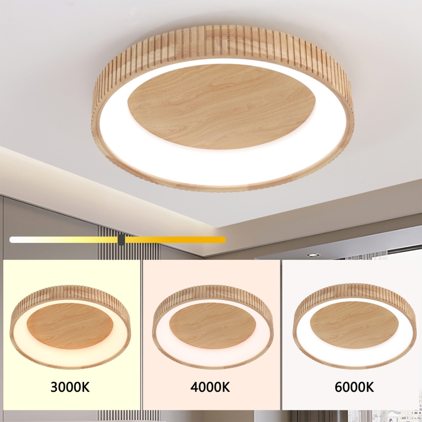 Brilagi - Plafoniera LED FALCON WOOD MODERN LED/40W/230V 3000/4000/6000K Ø 60 cm legno
