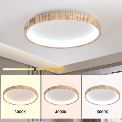 Brilagi - Plafoniera LED FALCON WOOD MODERN, 60W, 230V, 3000/4000/6000K, Ø 80 cm, finitura in legno