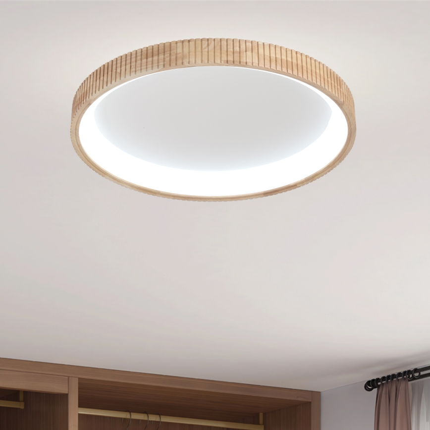 Brilagi - Plafoniera LED FALCON WOOD MODERN, 60W, 230V, 3000/4000/6000K, Ø 80 cm, finitura in legno