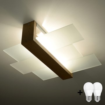 Brilagi - Plafoniera LED HERA 2xE27/7,5W/230V in legno